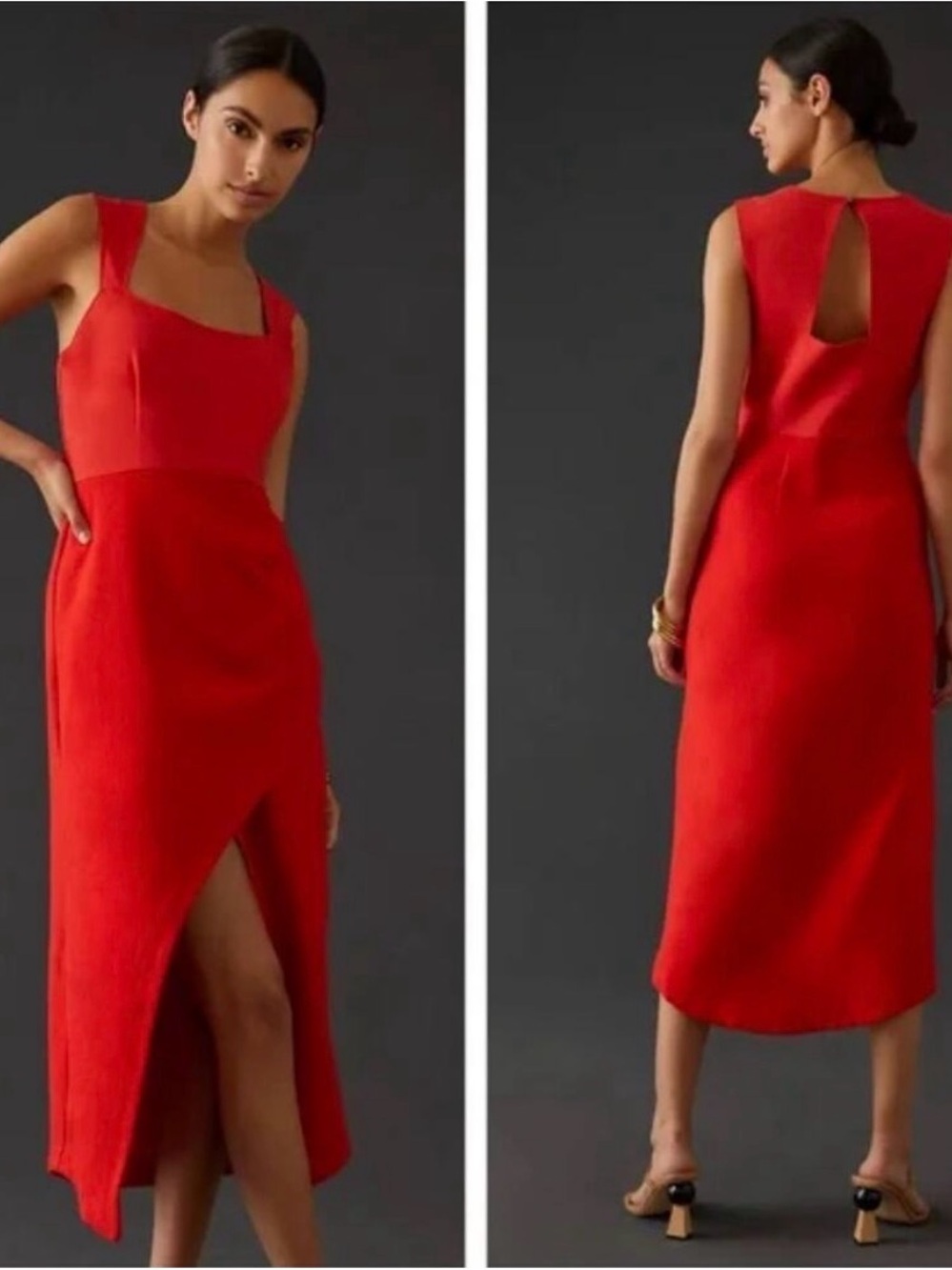 Anthropologie Maeve very excellent condition Red Sleeveless Midi with Side Slit